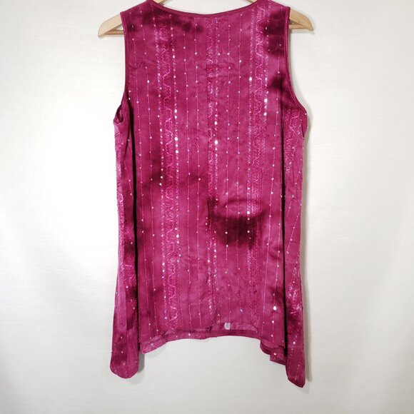 Y2K Sequin Tank Top Magenta Pink Fairygrunge Asymmetrical Blouse Dressbarn 2X - Picture 5 of 6